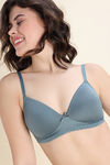 Zivame Padded Non Wired Medium Coverage Tshirt Bra - Grey Green — thumbnail 5